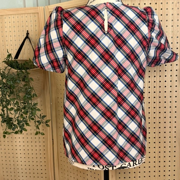 J. Crew Tartan Plaid Puff Sleeve Top size XS  Holiday staple, festive - Picture 5 of 8